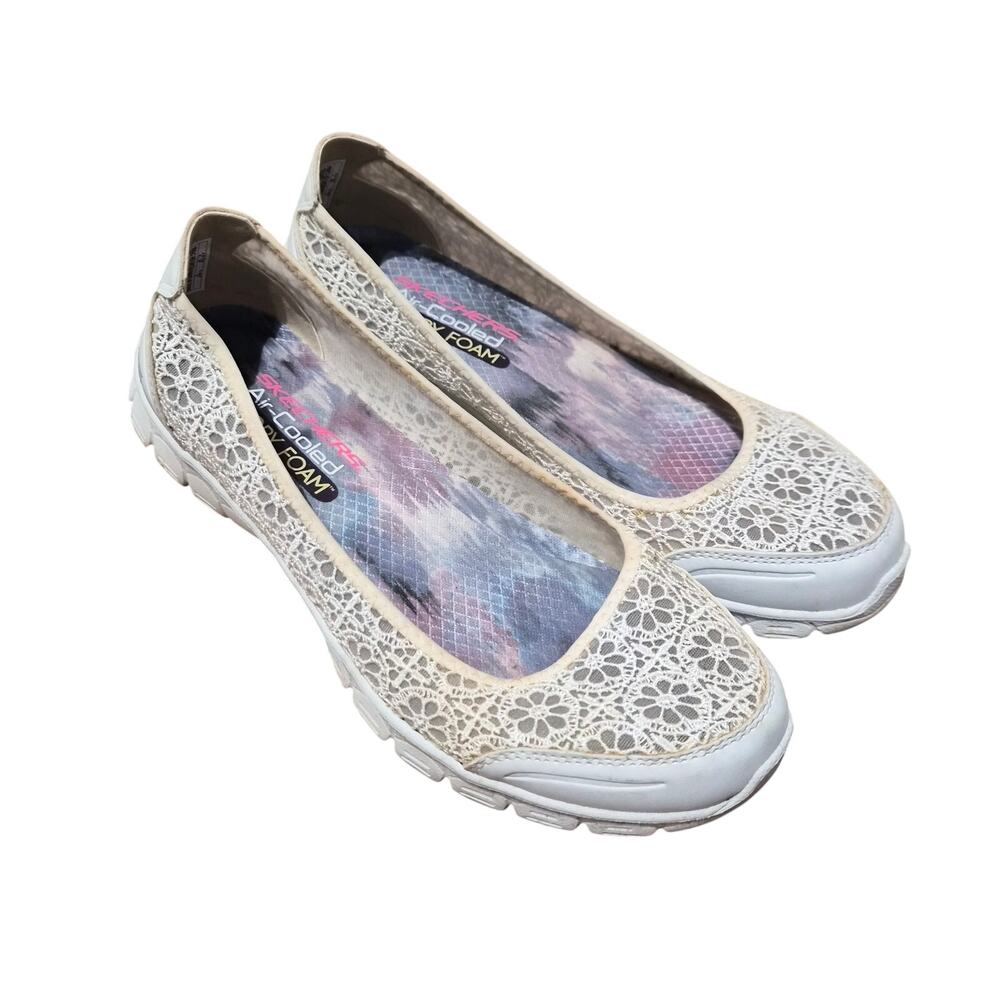 Skechers Women's E Flex 3.0 Majetsy Slip-on Cream Lace Sneakers 9